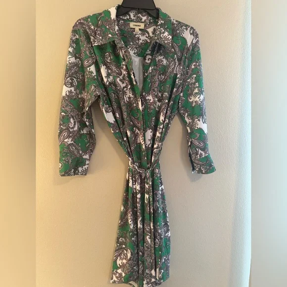 Green Paisley Women's wrap Dress - Picture 3 of 10